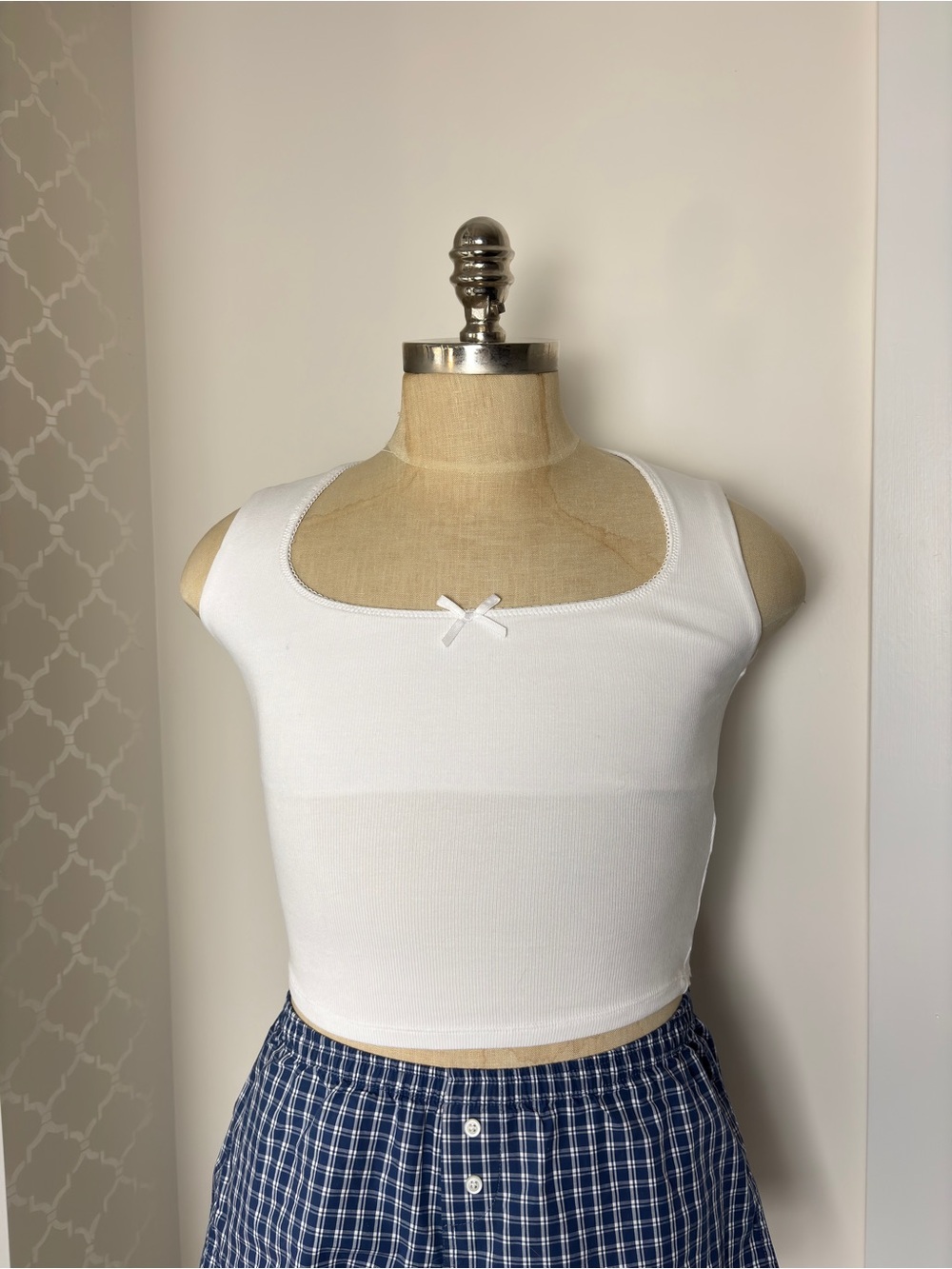 White Zara tank with bow